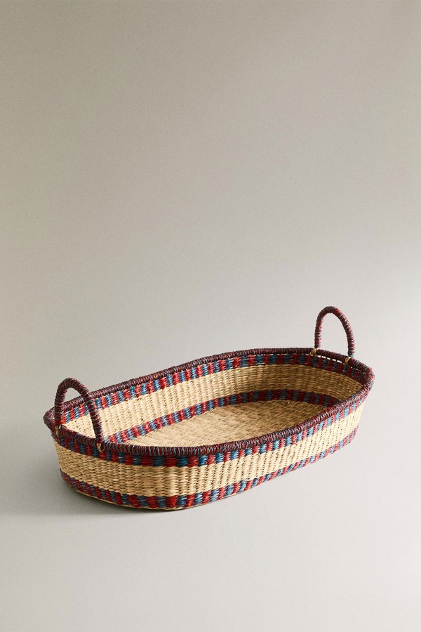 Contrast Oval Seagrass Hamper