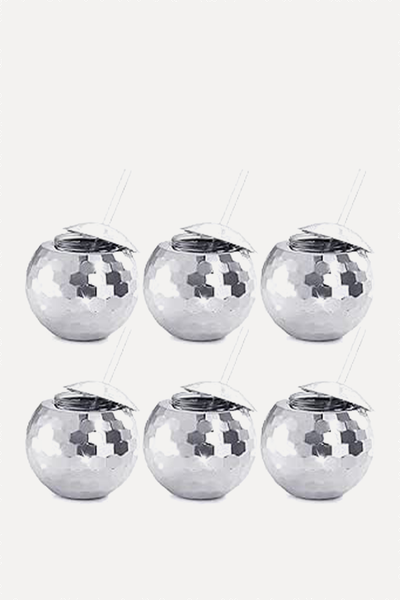 Set Of 6 Disco Ball Cups With Lids & Straws from Nicunom