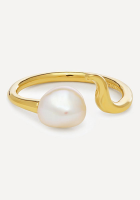 Gold-Plated Moon Shine Baroque Pearl Ring from Maria Black