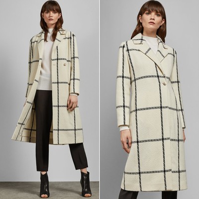 Checked Wool Long Coat