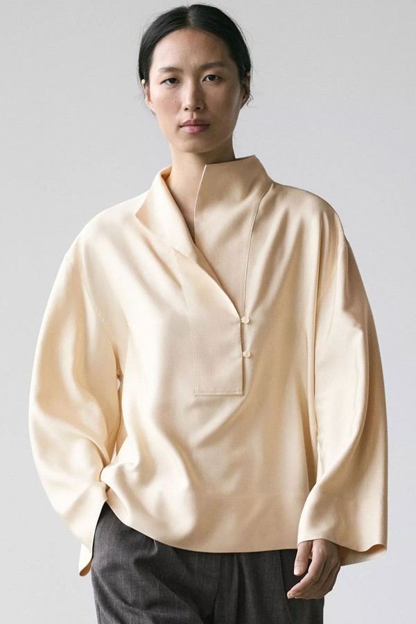 Flowing Blouse With Bib Detail
