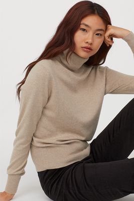 Cashmere-Mix Polo-Neck Jumper from H&M