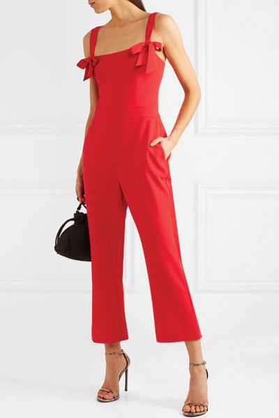 Havana Bow Embellished Cutout Crepe Jumpsuit from Rebecca Vallance