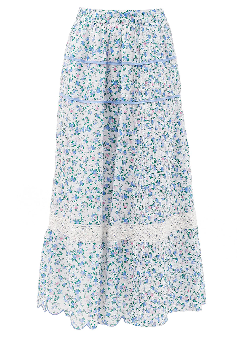 Saratoga Floral-Print Cotton Maxi Skirt from LoveShackFancy