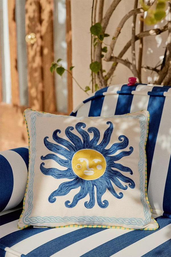 Soula Embroidered Indoor Outdoor Cushion from Anthropologie
