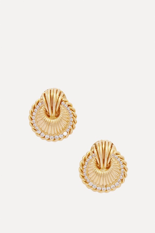 Crystal-Embellished Clip Earrings