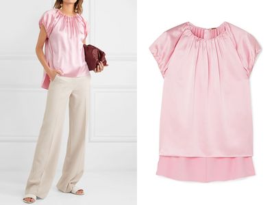 Gathered Silk-Charmeuse Top from Adam Lippes
