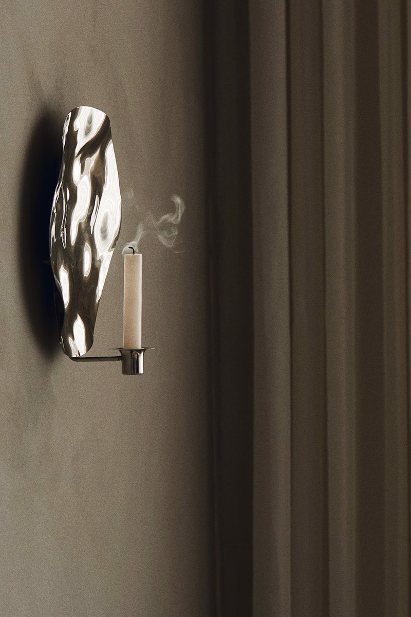 Rippled Metal Candle Sconce