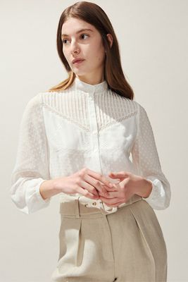 Plumeti Blouse With Lace Trim from Claudie Pierlot