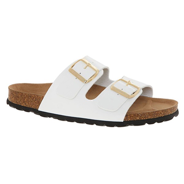 White Dual Buckle Slides
