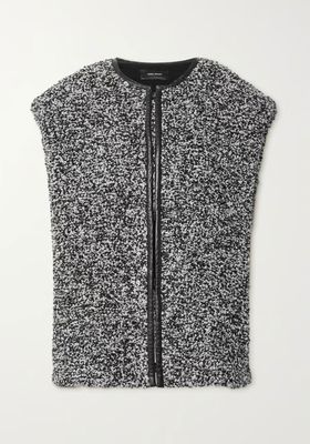 Gwendalia Oversized Leather Trimmed Wool Blend Bouclé Vest from Isabel Marant