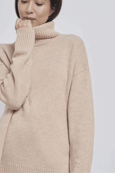 Relaxed Fit Premium Merino Wool Turtleneck With Split Hem from Novo