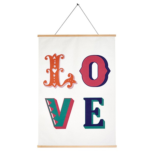 Canvas Hanging Scroll with Love Print