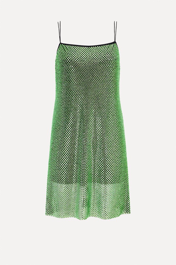 Metallic Embellished Mini Shift Dress