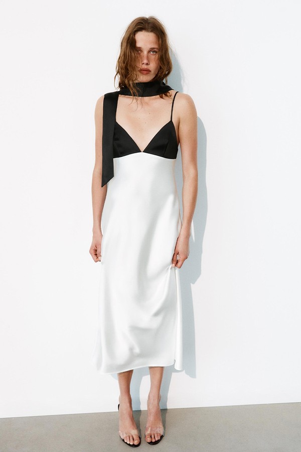 Camisole Dress With Contrast Scarf Print