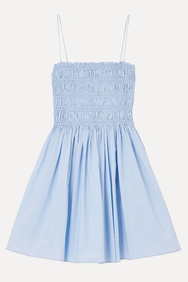 Shirred Organic Cotton-Poplin Mini Dress from Matteau