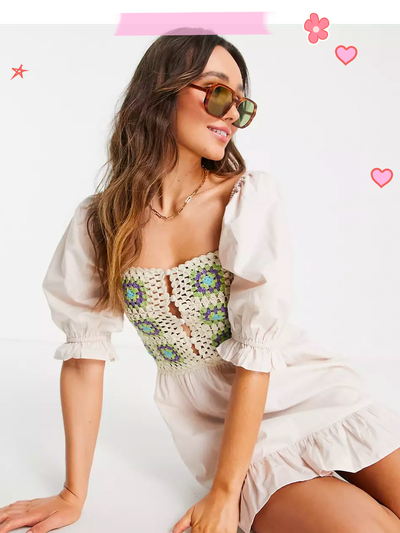 Crochet Mini Smock Sundress from ASOS Design 