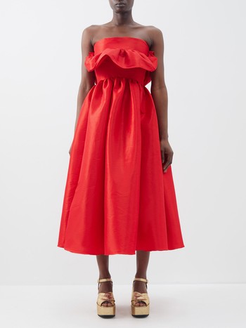 Lynn Strapless Ruffled Taffeta Midi Dress, £615 | Kika Vargas 