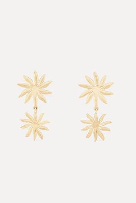 Gold-Plated Flower Double Earrings from Massimo Dutti