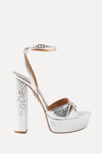 Sinner Plateau 140 Metallic-Leather Sandals from Aquazzura