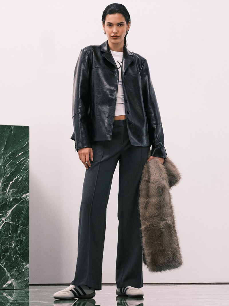 Wide Leg Pleated Trousers