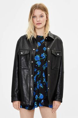 Faux Leather Overshirt from Bershka