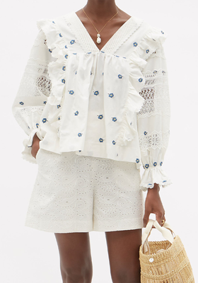 Carla Floral-Embroidered Cotton Blouse from Lug Von Siga