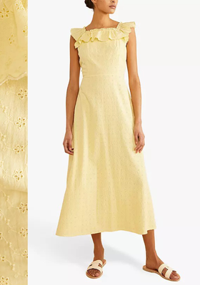 Cotton Square Neck Broderie Anglaise Midi Dress from Albaray
