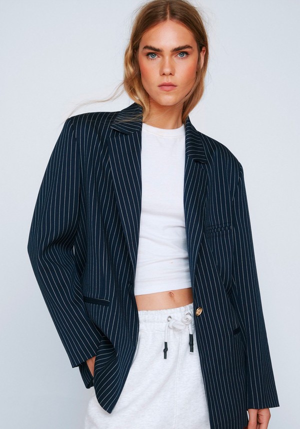 Premium Pinstripe Single Breasted Blazer