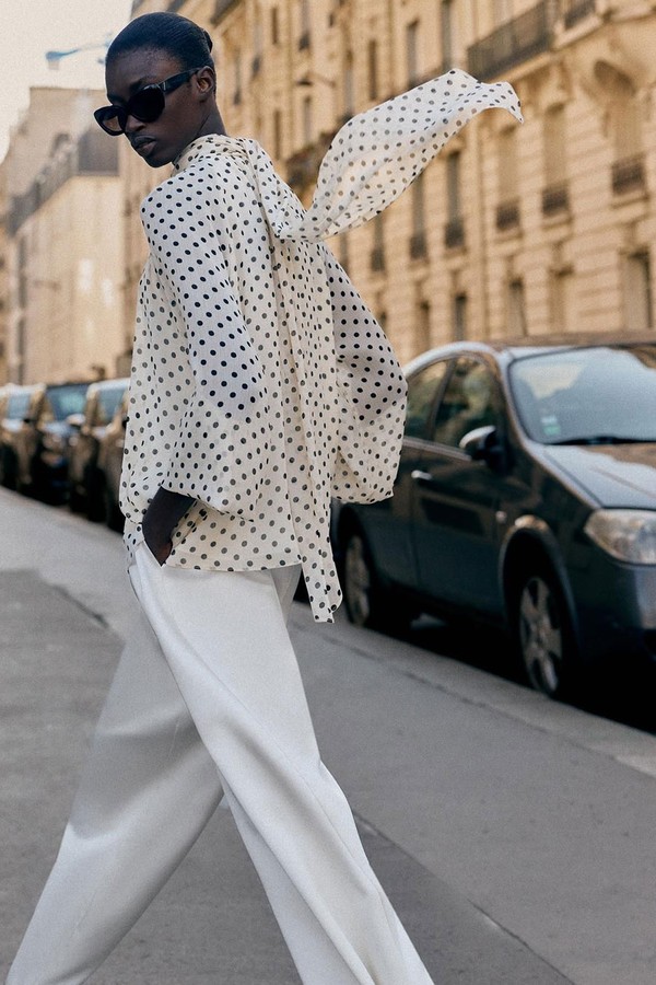Polka Dot Blouse With Bow from Zara