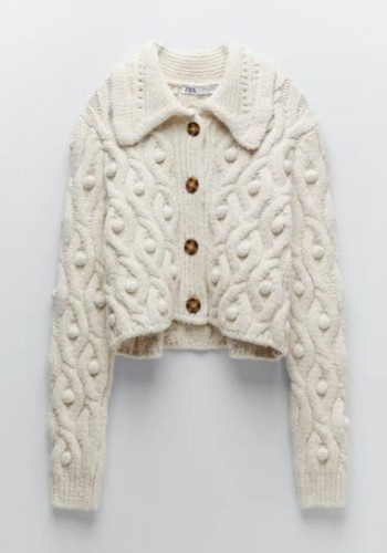 Knit Cardigan With Pom-poms