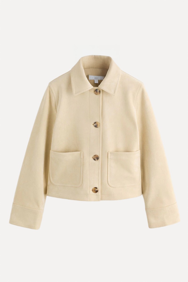 Faux Suede Button Through Dolly Coat from Next