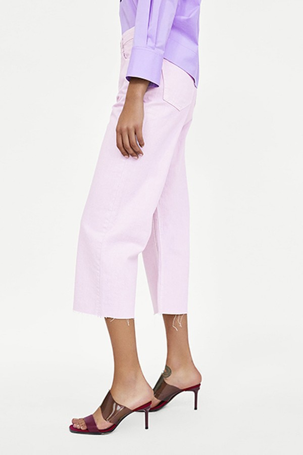 Jean High Waist Culottes Lilac from Zara