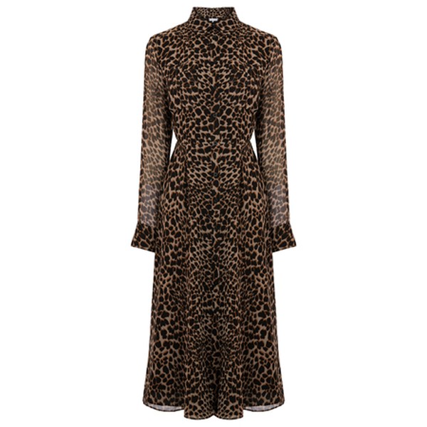 Leopard Print Midi Shirt Dress