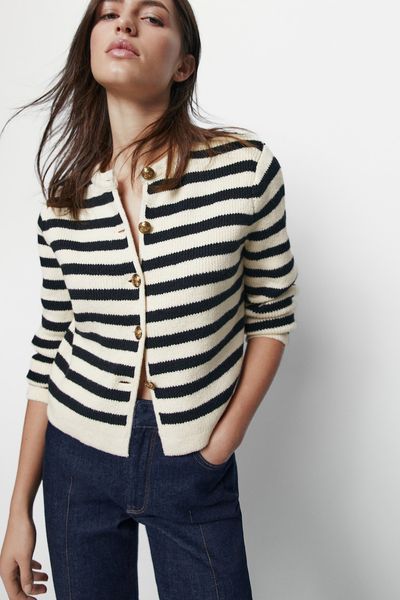 Striped Knit Cardigan With Buttons from Massimo Dutti