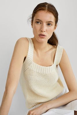 Cotton Top With Ribbed Trims from Massimo Dutti