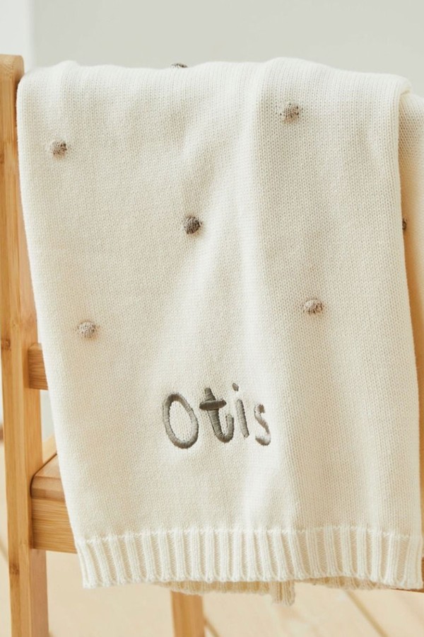 Personalised Neutral Spot Bobble Blanket from My 1st years