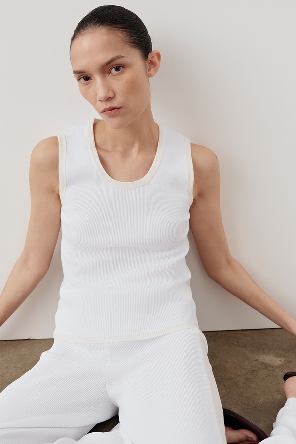 Tonal Ribbed Knit Tank Top
