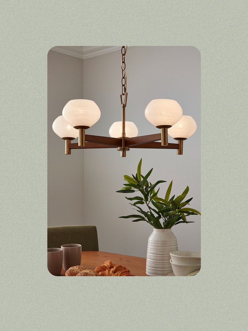 Hartford Alabaster 5 Light Semi Flush Ceiling Light