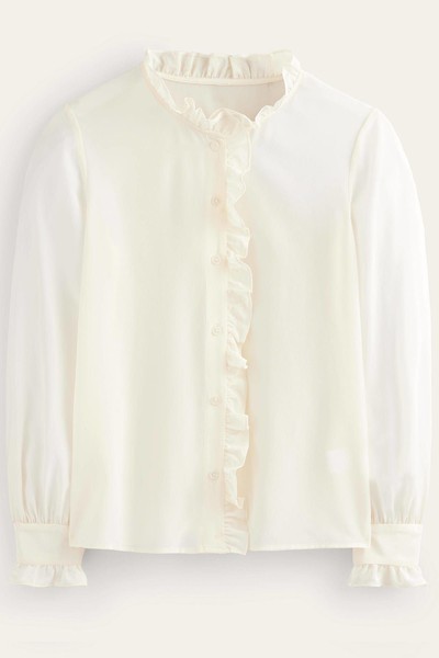 Ruffle Neck Silk Top