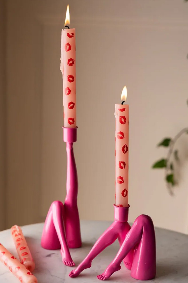 Set Of 4 Bright Lips Dinner Candles  from Rockett St George