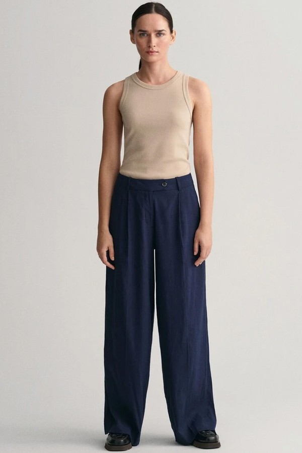 Wide Leg Stretch Linen Pants