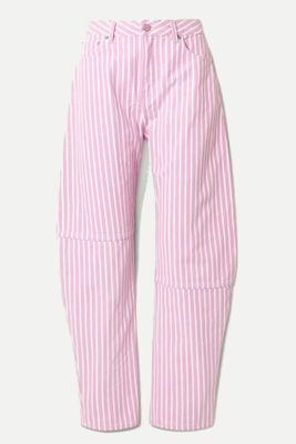 Pink Stripe Curve Jeans from Ganni