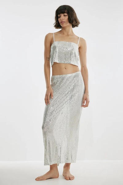 Long Slit Sequin Skirt from Na-kd