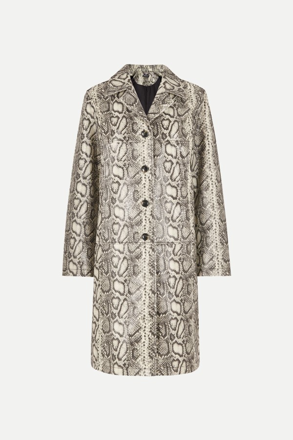 Iyana Snake Print Leather Coat