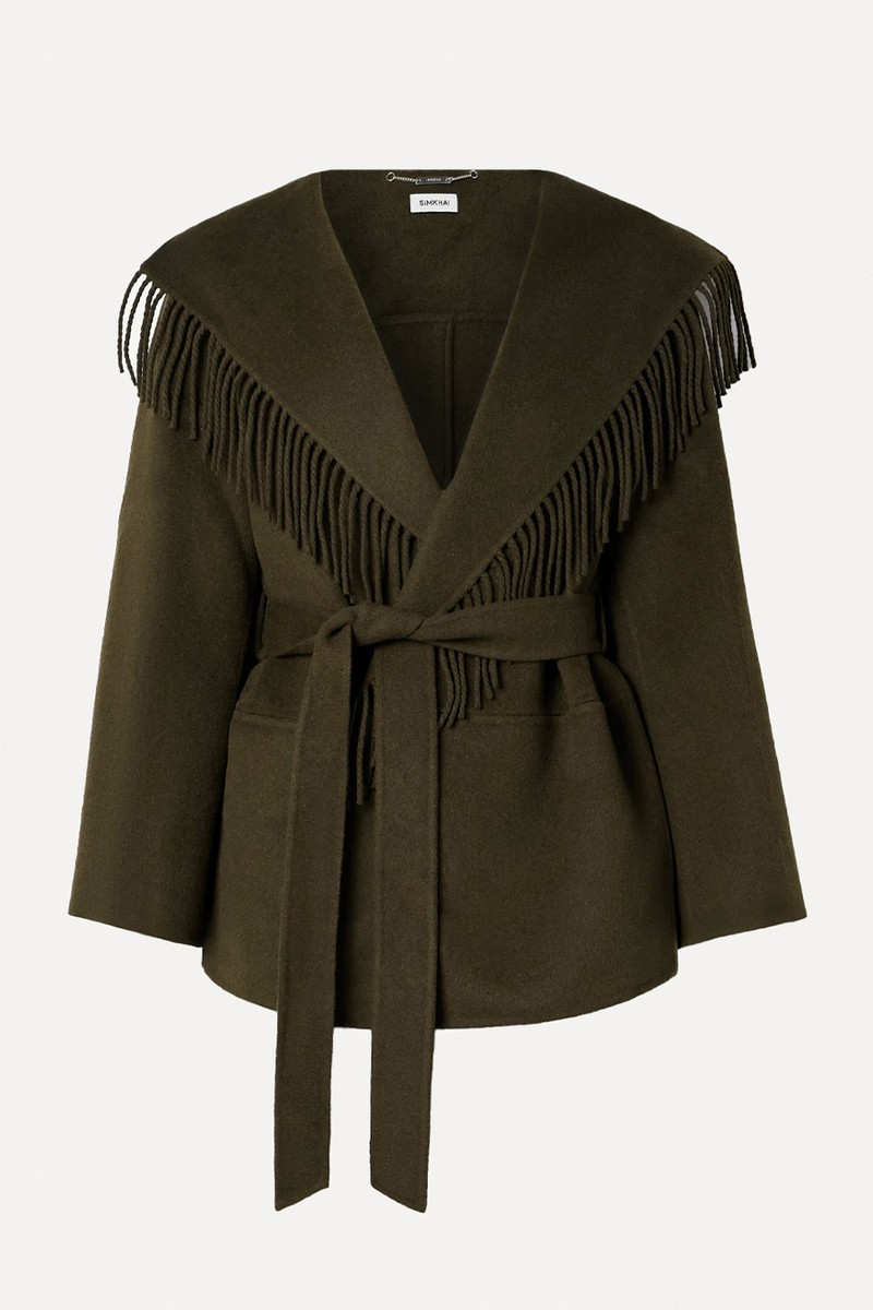 Rowen Fringed Wool-Blend Felt Jacket from SIMKHAI
