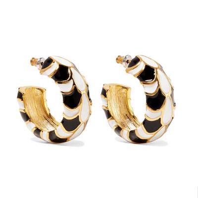 Gold-Plated and Enamel Clip Earrings from Kenneth Jay Lane