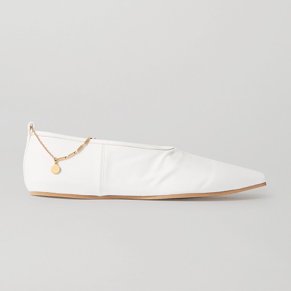 Chain-Embellished Vegetarian Leather Point-Toe Flats from Stella McCartney