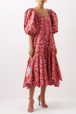 Maya Puff-Sleeve Cotton-Blend Dress from Kika Vargas