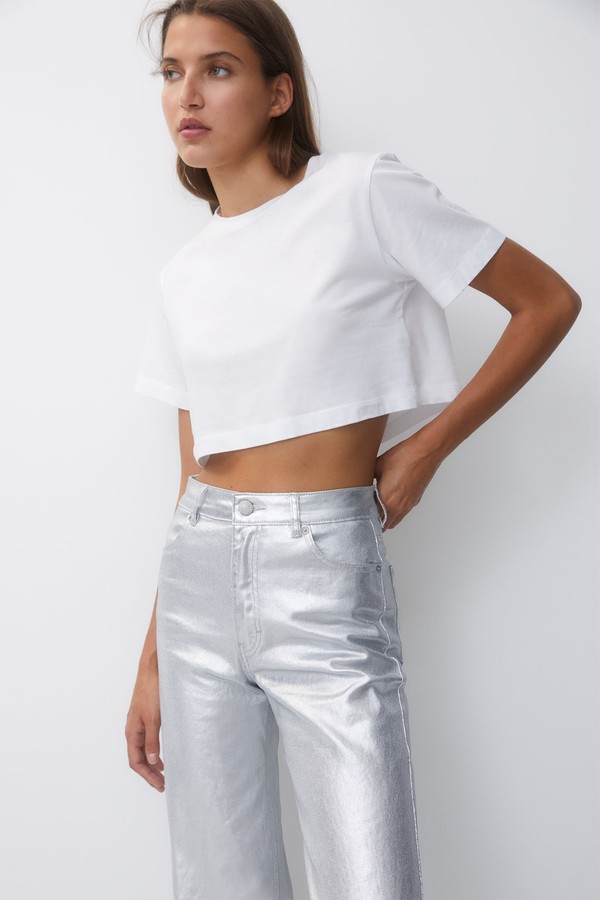 Wide Leg Shimmer Trousers from Pull & Bear